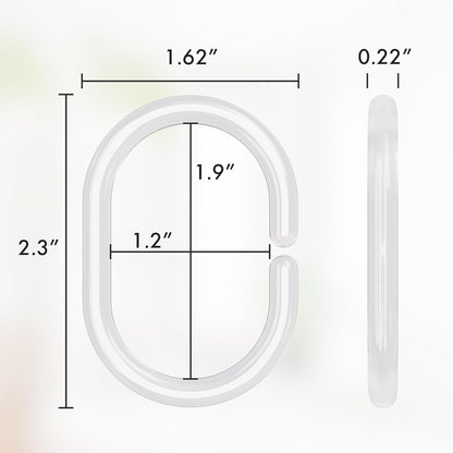 Plastic Shower Curtain Rings, Shower Curtain Hooks, 24 Pcs C Shaped Shower Hooks for Shower Curtain, Clear Shower Curtain Hooks for Bathroom