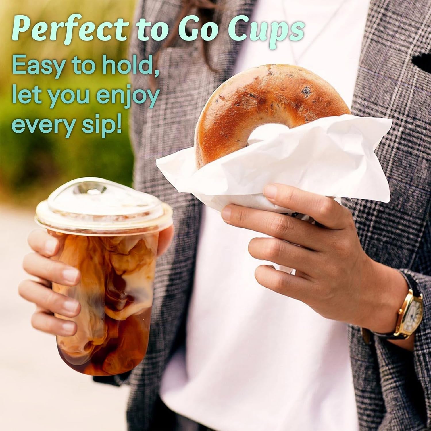 16 Oz Clear Plastic Cups with Lids (100 Pack) - Strawless Sip Lids, Leak-Proof & Bpa-Free Iced Coffee Cups - Disposable Cold Drink Cups for Smoothies, Milkshake, Parties, Events