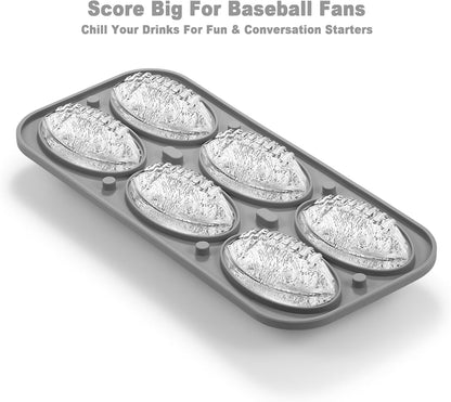 3D Football Ice Cube Tray, Large Football Silicone Fun Shapes Whiskey Ice Mold with Funnel for Cocktails, Bourbon,Brandy, Whiskey Gifts for Men