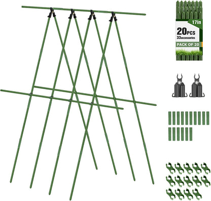 20 Pack 17 in Modular Garden Trellis Kit Cucumber Trellis, DIY 4Ft 5Ft 6Ft 7Ft 8Ft Tomato Stakes, Garden Plant Stakes, Versatile Ues for Supporting Tomatos Grapes Outdoor Plants
