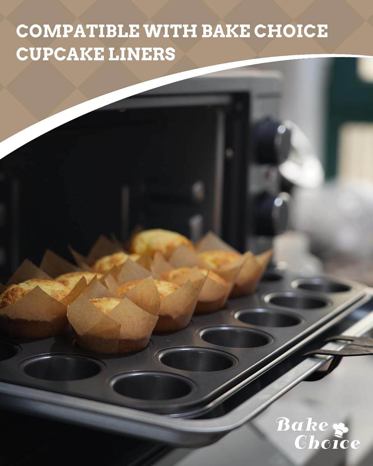 Mini Muffin Pan Includes 200 Natural Cupcake Liners, Mini Cupcake Pans Nonstick 24 Cup, Muffin Tin, Carbon Steel Baking Supplies