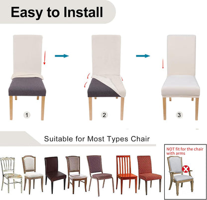 Velvet Stretch Chair Covers for Dining Room Set of 2, Soft Fit Removable Washable Kitchen Parsons Chair Slipcover Protector, Cream