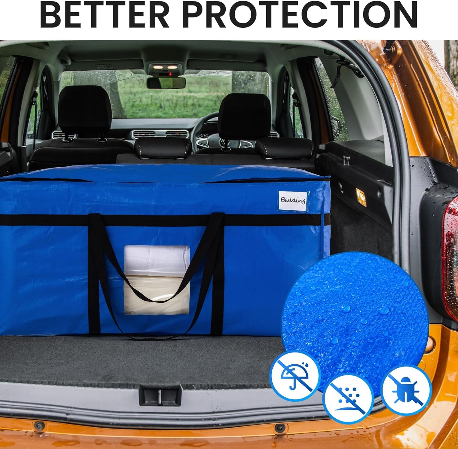 69 Gallon Extra Large Storage Bags, XXL Blue Heavy Duty Moving Bags for Storage with Visible Window, Wrap around Handles, Totes for Space Saving, Alternative to Moving Boxes (2 Pack)