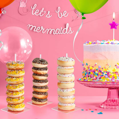 Donut Stand Bagel Stand 2 Pack, Acrylic Doughnut Holder, Clear Donut Display Stand, Bagel Tower Stand, Wall Display Stand Holder for Birthday, Wedding, Baby Shower, Christmas, Party