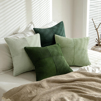 Christmas Green Decorative Throw Pillow Covers 18X18 Inch Set of 4 Boho Farmhouse Cushion Covers Mordern Nordic Pillow Cases Soft Corduroy Gradient Home Decor for Couch Sofa Living Room Bed