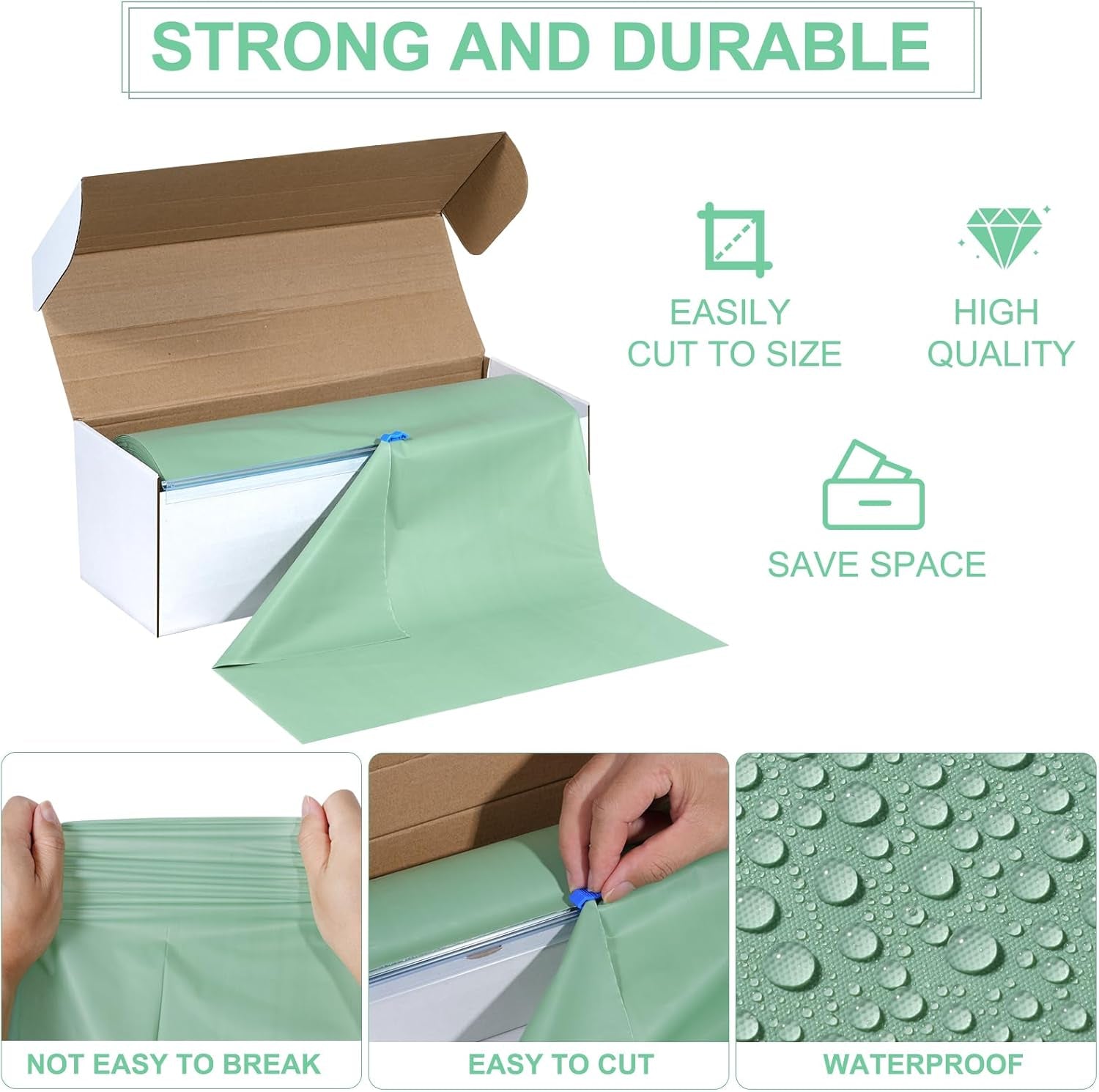 54 Inch×300 Feet Sage Green Tablecloth Roll Disposable Rectangle Light Green Table Cloth Roll Plastic Table Covers with Slide Cutter for Birthday Bridal Wedding Baby Shower Party Decorations