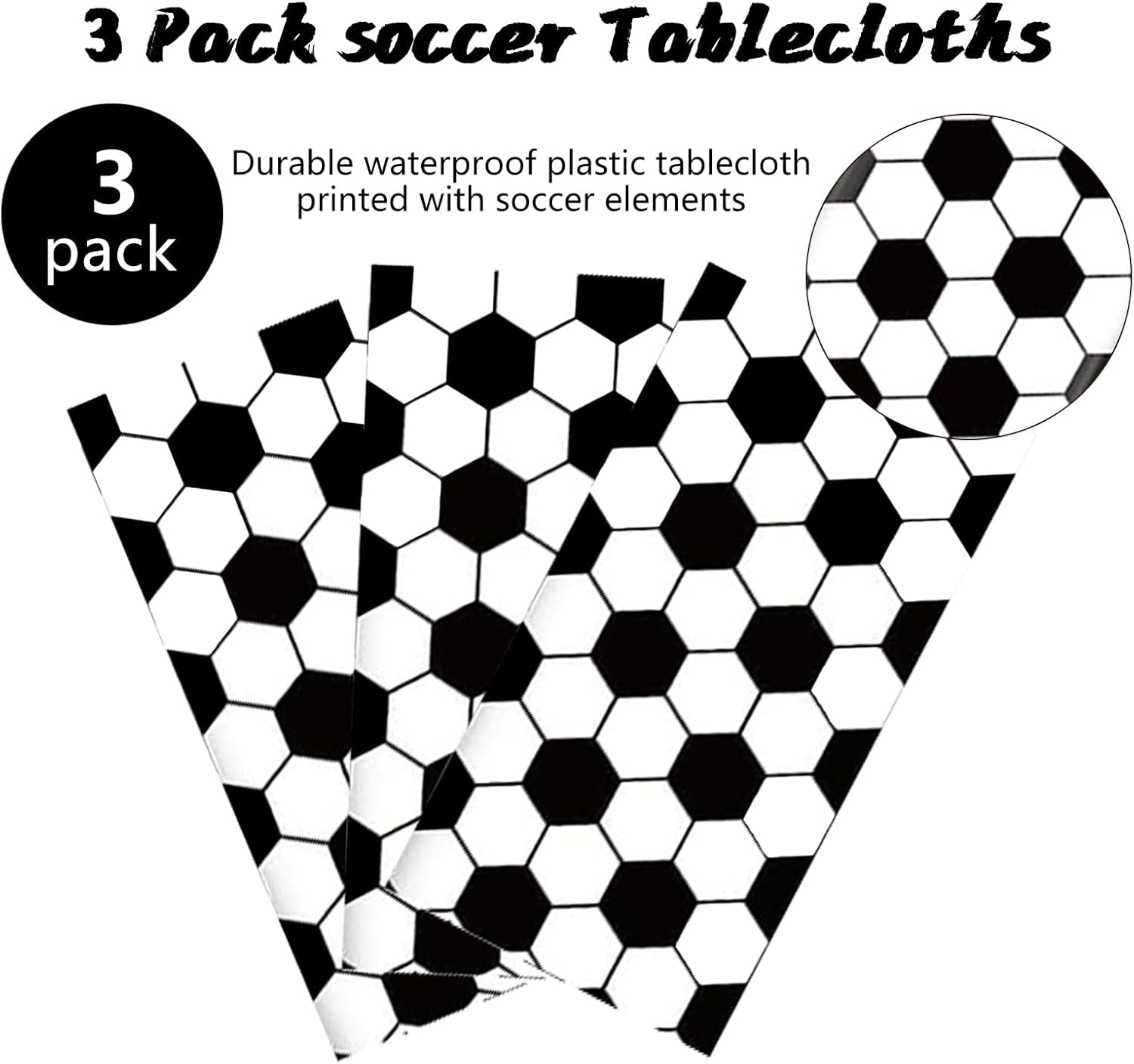3 Packs Soccer Party Tablecloths 54 X 108 Inches Soccer Sports Ball Table Cover Disposable Waterproof Plastic Soccer Themed Birthday Table Cloth Rectangular Football Tablecloth for Boys Sports