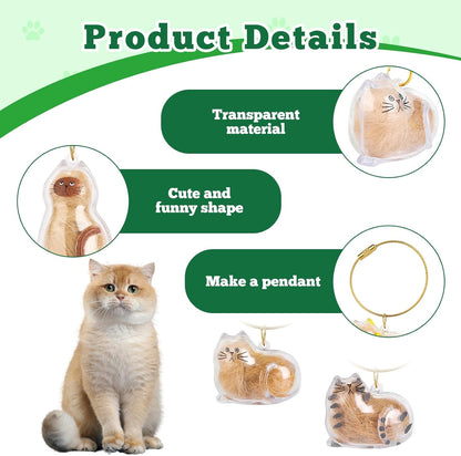 Cat Hair Holder Keychain | Hair Storage Bottle | Pet Fur Keepsake-Hold Fur & Keys in 6 Heart-Touching Styles, Always Keep Your Beloved Cat Close, Engravable Pet Memorial Gift for Owners