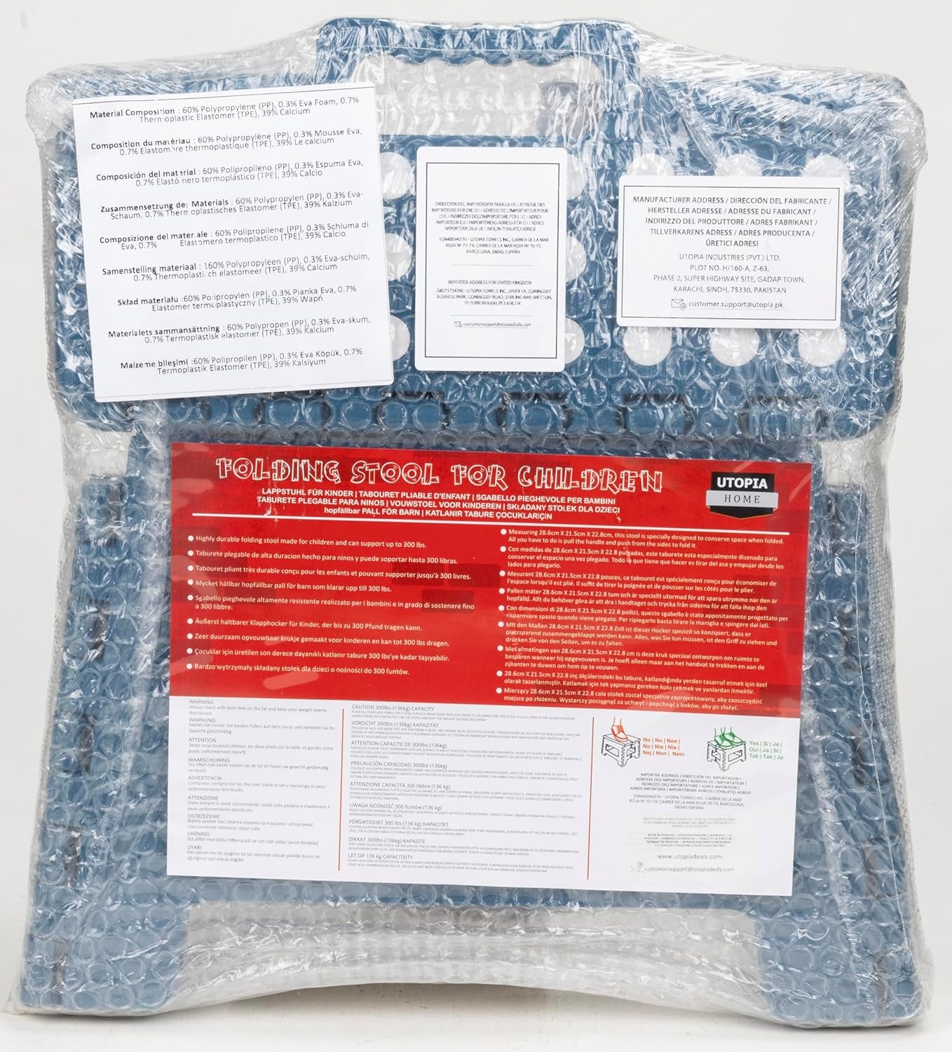 Folding Step Stool - (Pack of 2) Foot Stool with 9 Inch Height - Holds up to 300 Lbs - Lightweight Plastic Foldable Step Stool for Kitchen, Bathroom & Living Room (Blue)