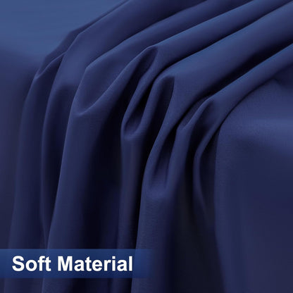 2 Packs Rectangle Fitted Tablecloth, 6 Foot Washable Fabric Table Cloth, Waterproof Polyester Table Cover for Party, Trade Show, Outdoor and Indoor (Navy Blue, 30" X 72")