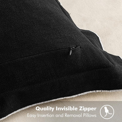 Fall Linen Throw Pillow Covers, 2 Piece 18X18 Inch Black, Boho Euro Pillowcases for Bed to Infuse Elegance, Ideal for Halloween Sofa Couch Cushion in Home Decor Upgrade