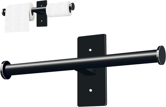 Double Roll Toilet Paper Holder, , Black Stainless Steel Toilet Paper Holder, Adhesive or Drilling Toilet Roll Holder Wall Mount for Bathroom (Black)