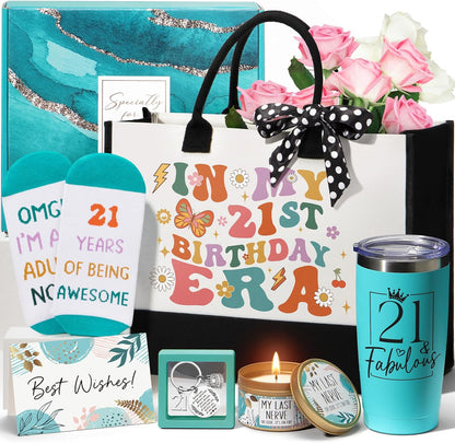 21St Birthday Gifts for Her Women, Cool Fabulous Gifts for 21 Year Old Female Best 21 Year Old Birthday Gifts Ideas Happy 21St Birthday Gifts Baskets for Women Her Sister Friends Daughter Girlfriend