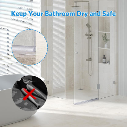 Shower Door Bottom Seal, 3Pack Shower Door Sweep Strip, Frameless Glass Doors Seal Strip for 3/8'' (10Mm) Thick Doors, Showers Water Guard & Barrier - Stop Water Leakage, 39.3'' X 0.39''