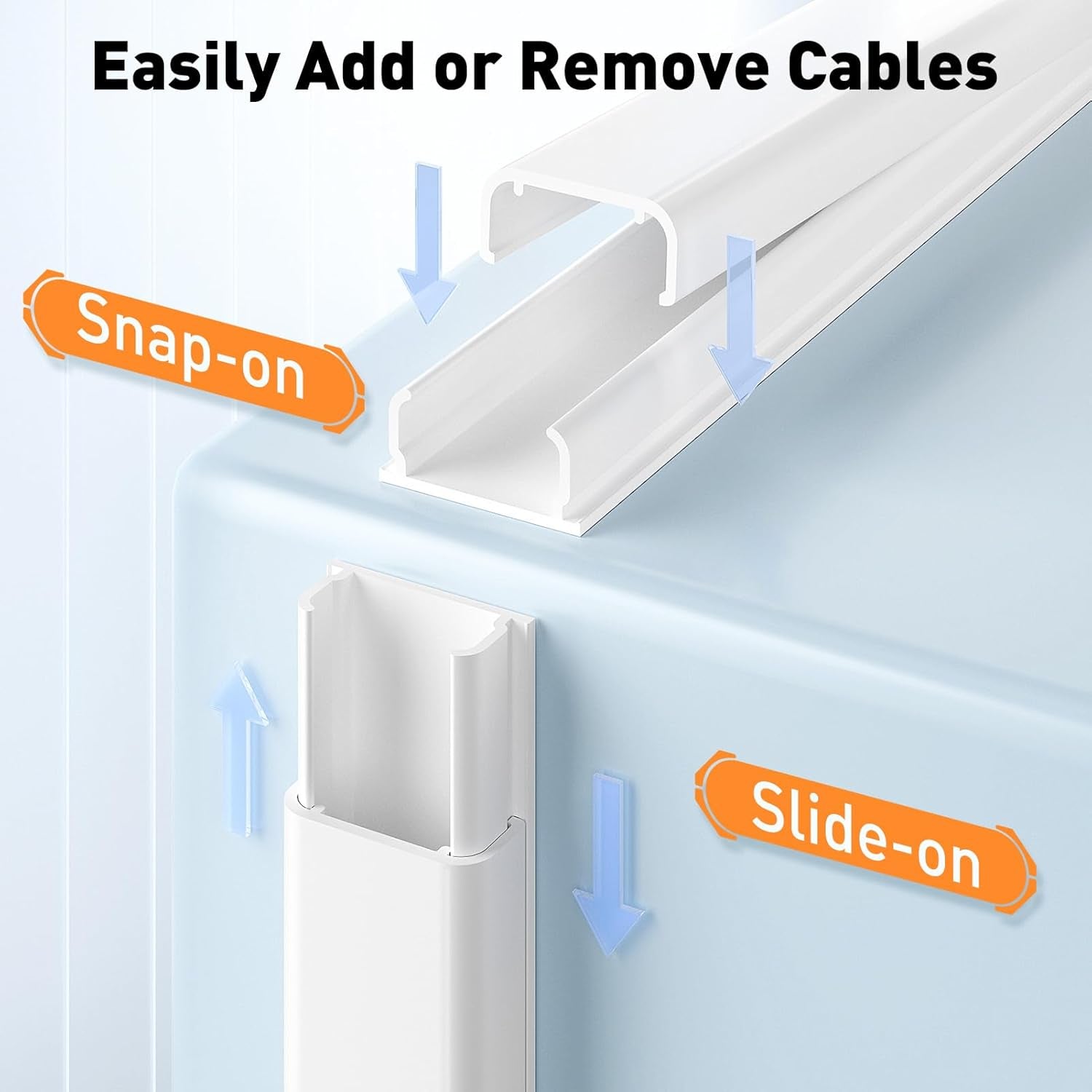 TV Cord Hider, 62.8In Cable Hider, Cord Covers for Wires on Wall, Wire Covers for 2-3 Cords, Wire Hiders for TV on Wall, Easier Setup Cable Cover Management, 4X L15.7 W0.94 H0.47In, White