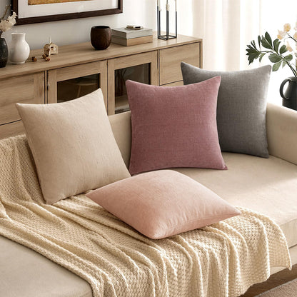 Pack of 2 Decorative Throw Pillow Covers Soft Chenille Throw Pillows Solid Textured Cushion Covers for Spring Valentine'S Day Couch Sofa Bedroom Living Room 18X18 Inch, Blush Pink
