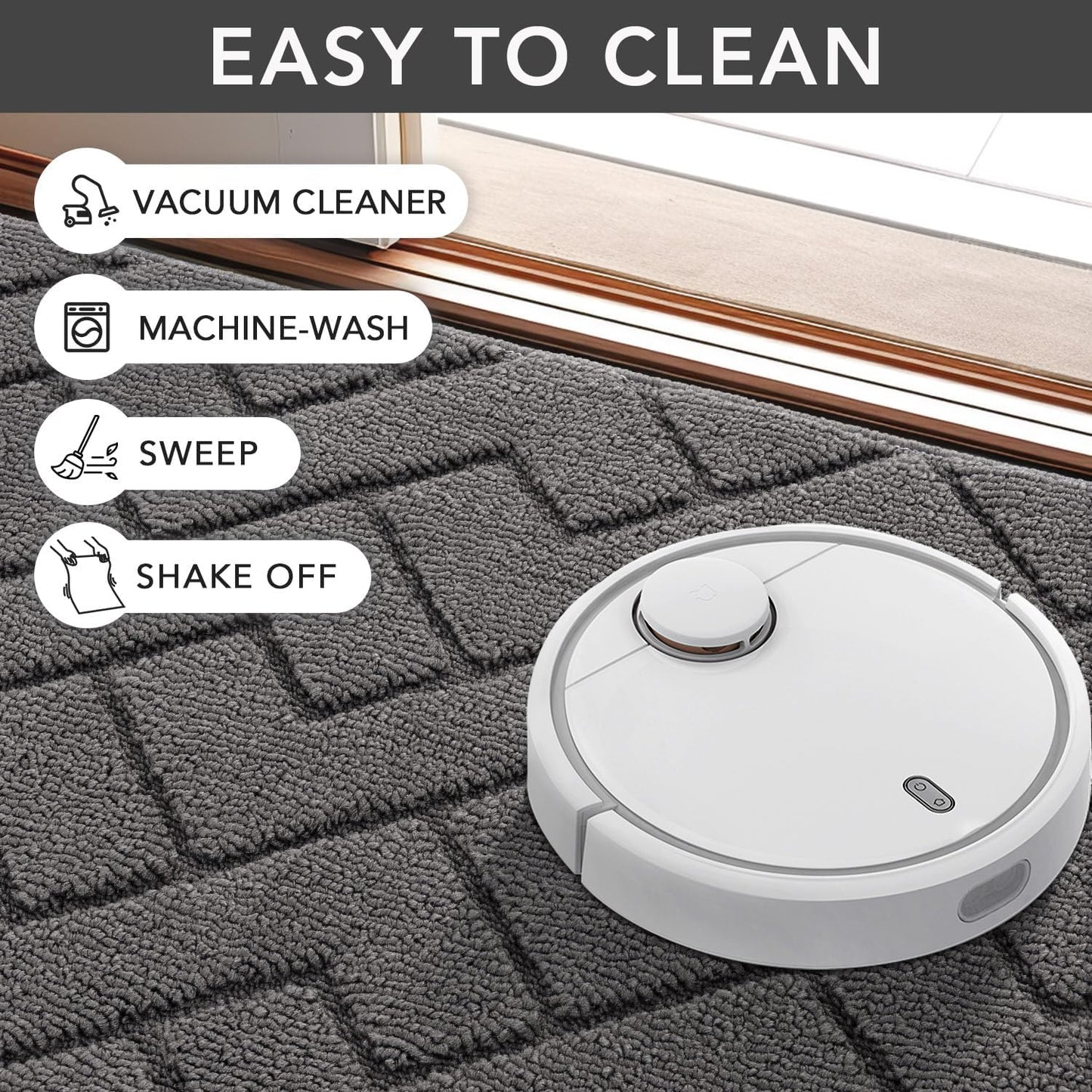 Indoor Absorbent Doormat, Odor-Free and Non-Slip, 20" x 31.5", Low-Profile Washable Floor Mat for Entryway (Grey)