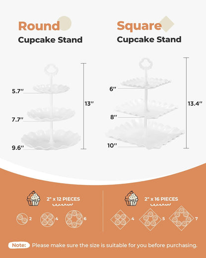 Dessert Cupcake Stand, 10Pcs Dessert Table Display Set, 3 Tiered Cup Cake Holder Tower Stand& Cookie Serving Trays for Wedding, Tea Party, Birthday, Baby Shower