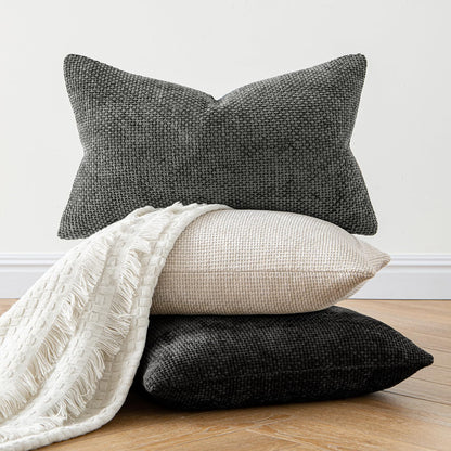 Pack of 2 Christmas Couch Throw Pillow Covers 18X18 Inch Neutral Beige Modern Boho Accent Decorative Pillow Covers Soft Chenille Farmhouse Cushion Covers for Home Decor Bed Sofa Living Room