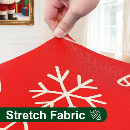 round Spandex Tablecloth, Elastic Fitted Washable Tablecloths for 36"-44" Tables, Waterpoof Stretch Picnic Table Cover for Dining, Indoor and Outdoor, Snowflake