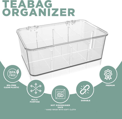 - Pantry Organizers and Storage and Cabinet Organizer - 3 Pack Stackable Tea Bag Organizer or Holder with Lids for Fridge, Refrigerator, Kitchen, Cupboard, Snack & Spice Organization