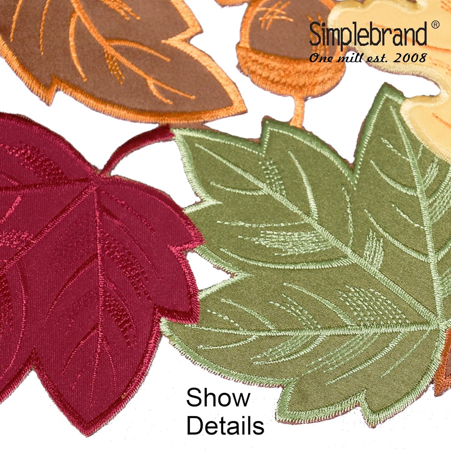 Harvest Fall Table Runner 36 Inches Long for Thanksgiving, Cutwork with Applique Embroidered Maple Leaves Dresser Scarf Table Topper for Home Dinner Holiday Festival Decorations, 13" X 36"