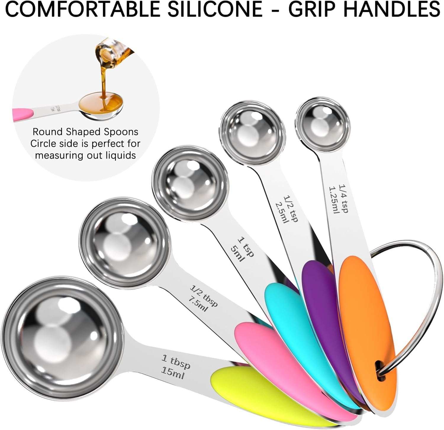 Measuring Cups and Spoons Set, Stainless Steel, Kitchen Utensils for Cooking and Baking (10, Colorful)