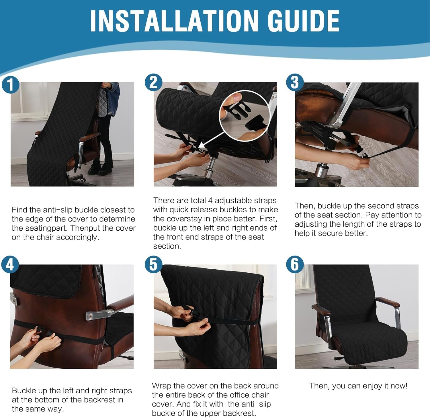 Water Resistant Chair Cover Reversible Dining Chair Cover with Non-Slip Buckle Soft Removable High Chair Slipcovers Oversized for Armchair or Armless Chair,Black/Grey