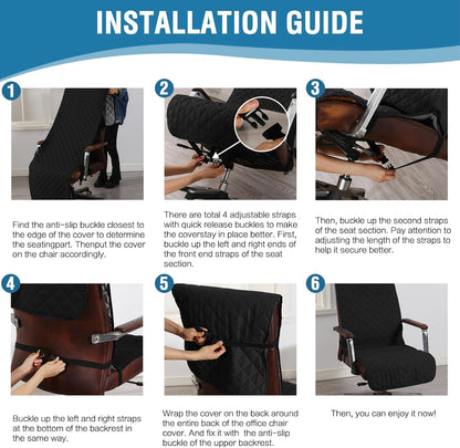 Water Resistant Chair Cover Reversible Dining Chair Cover with Non-Slip Buckle Soft Removable High Chair Slipcovers Oversized for Armchair or Armless Chair,Black/Grey