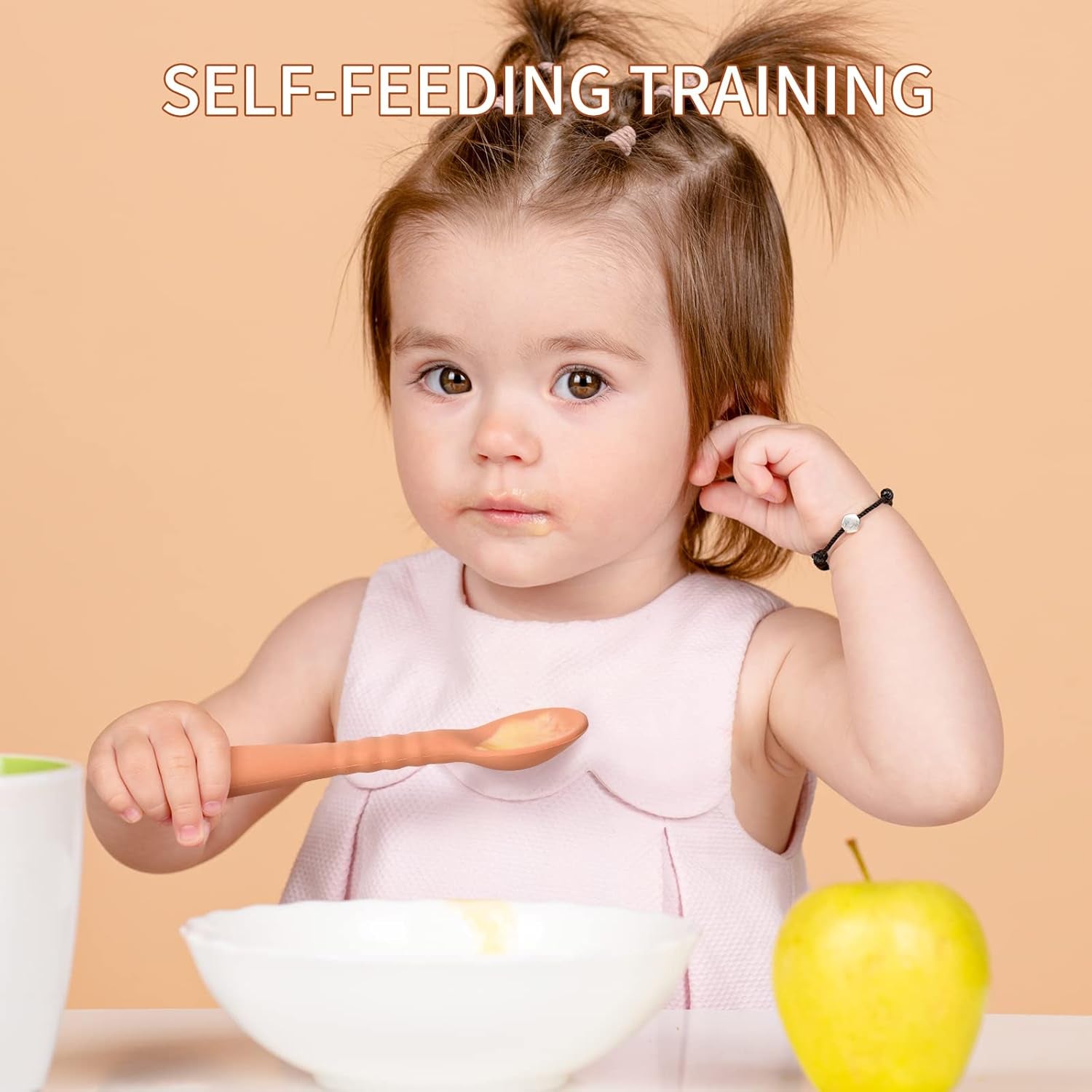 Silicone Baby Feeding Spoons [6 Pack] - First Stage Infant Spoons, Training Spoon for Self Feeding Babies and Toddlers