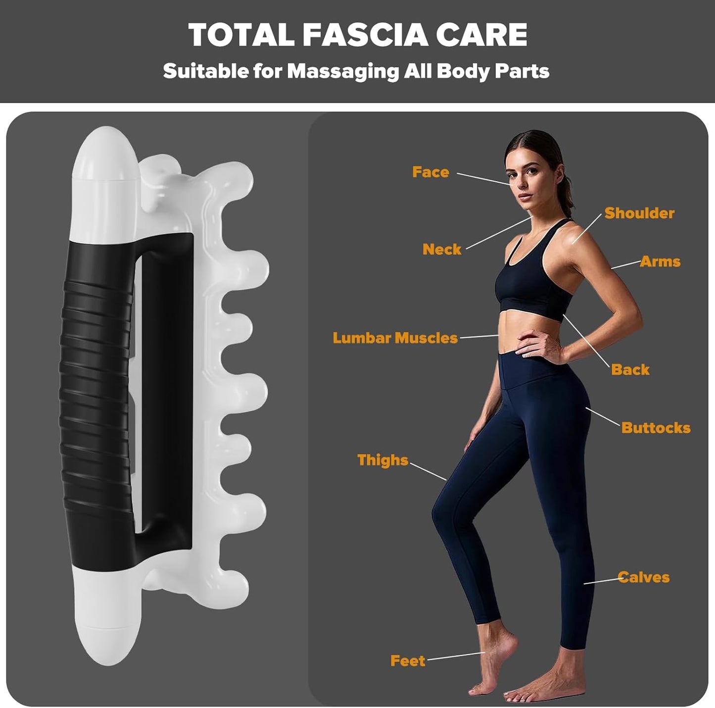 Fascia Massage Tool Blaster for Cellulite - Myofascial Release Tools for Trigger Point, Deep Tissue System Relief, Fascia Blaster for Muscle Knot Recovery & Relaxtion, Full Body Massager, Black