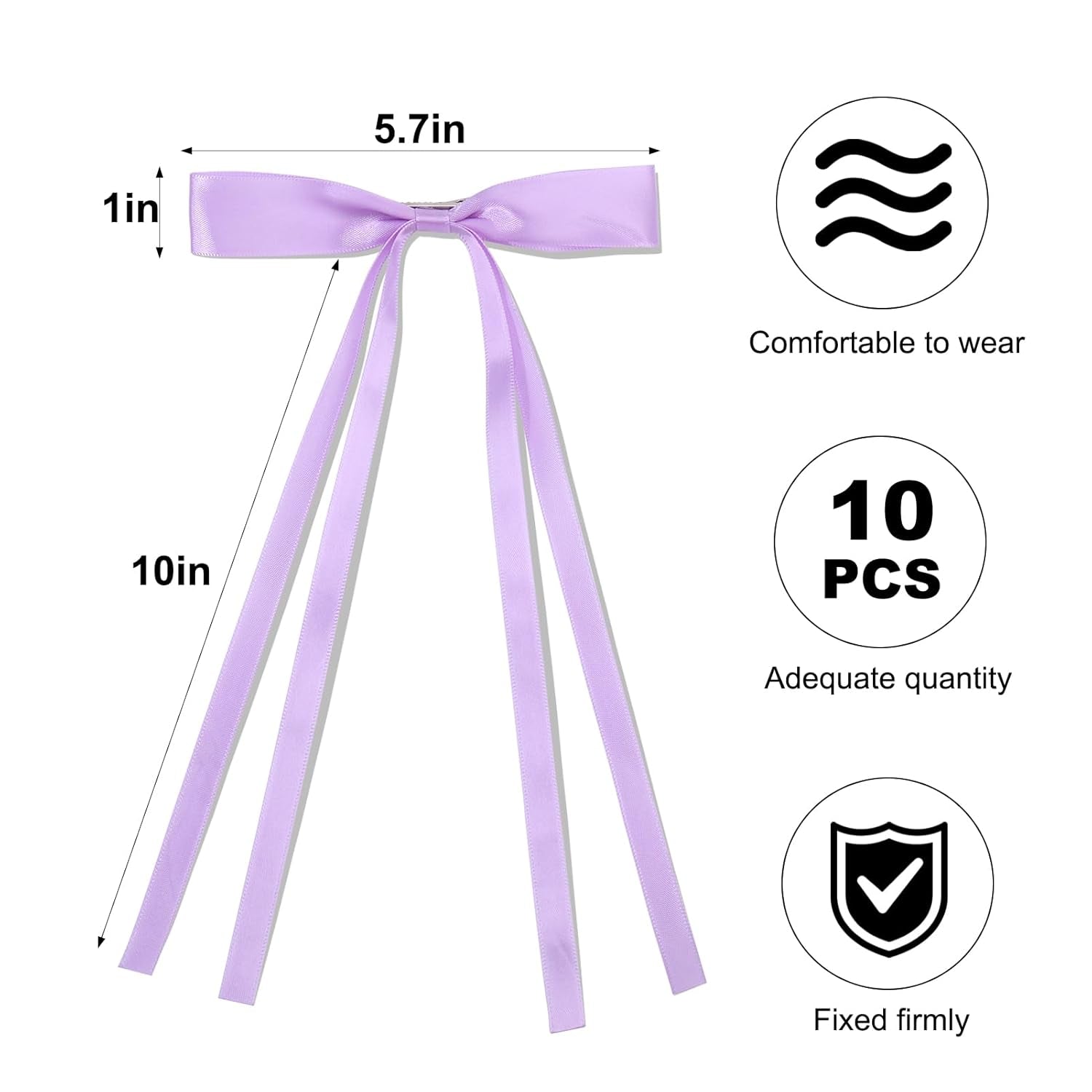 Hair Bows for Women,10 PCS Large Bow Hair Clips Tassel Ribbon Bowknot with Long Tail,Ribbon Hair Bows Barrettes for Thick Thin Hair,Nonslip Hair Accessories Christmas Birthday Gifts