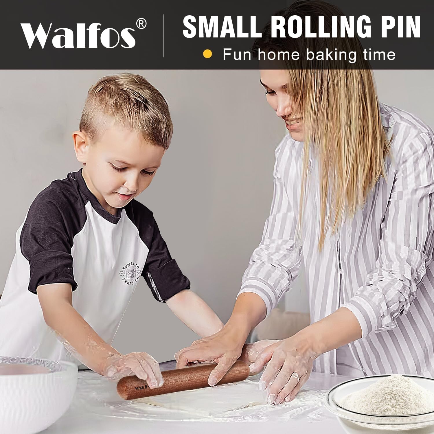 Mini Rolling Pin - Small Natural Wooden Rolling Pins, Baking Dough Roller for Pizza, Pie, Pasta, Bread, Pastry, No Coating (8Inch)