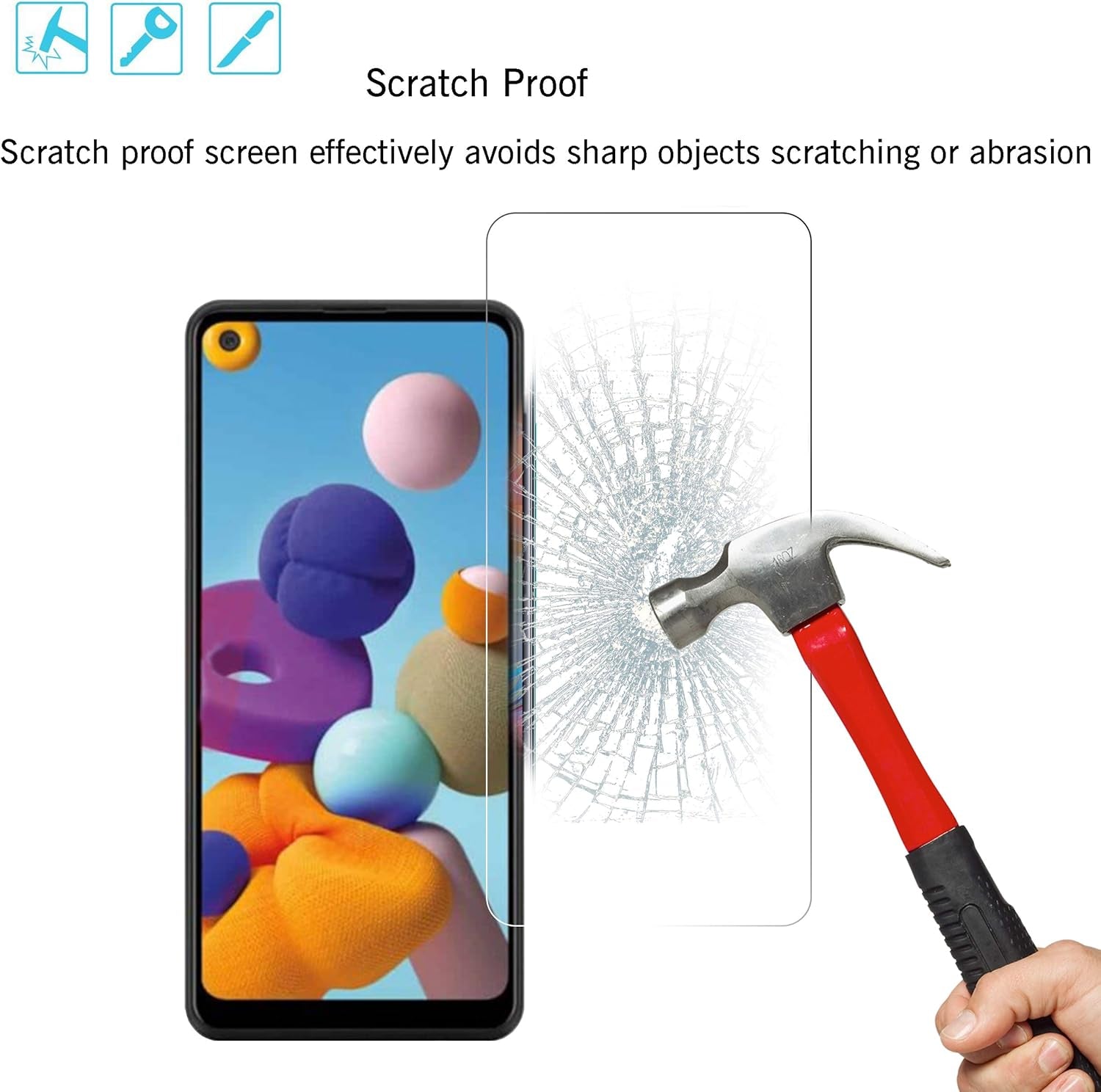 Screen Protector for Galaxy A21 3 Pack Tempered Glass Ultra Clear Anti-Scratch Case Friendly