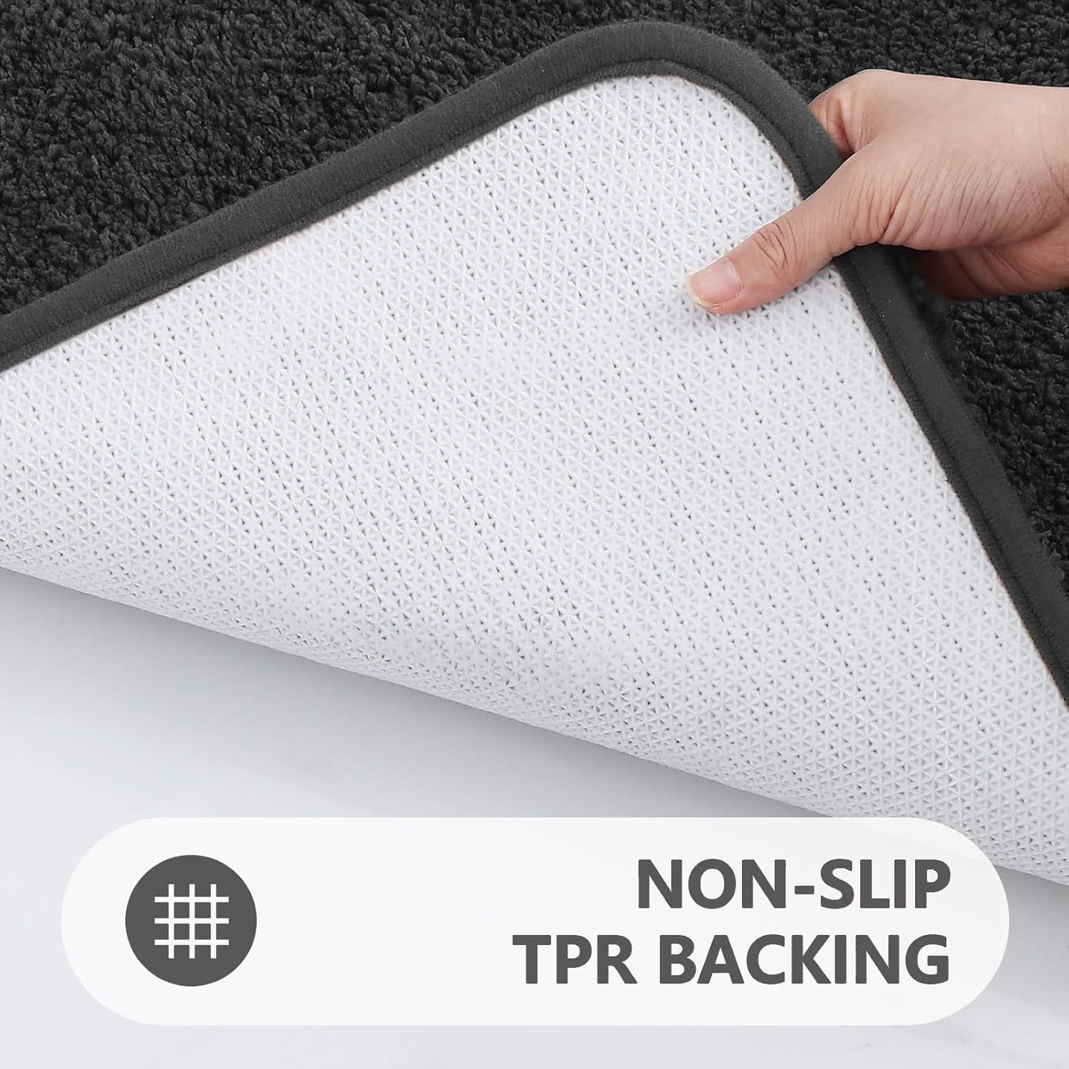 Microfiber Bathroom Rugs Set 2 Pieces - Shaggy Soft Thick Bath Mat, Non-Slip Machine Wash/Dry Absorbent Shower Bathroom Rugs and Mats Sets for Bathroom(20"X32"+20"X32", Charcoal Grey)