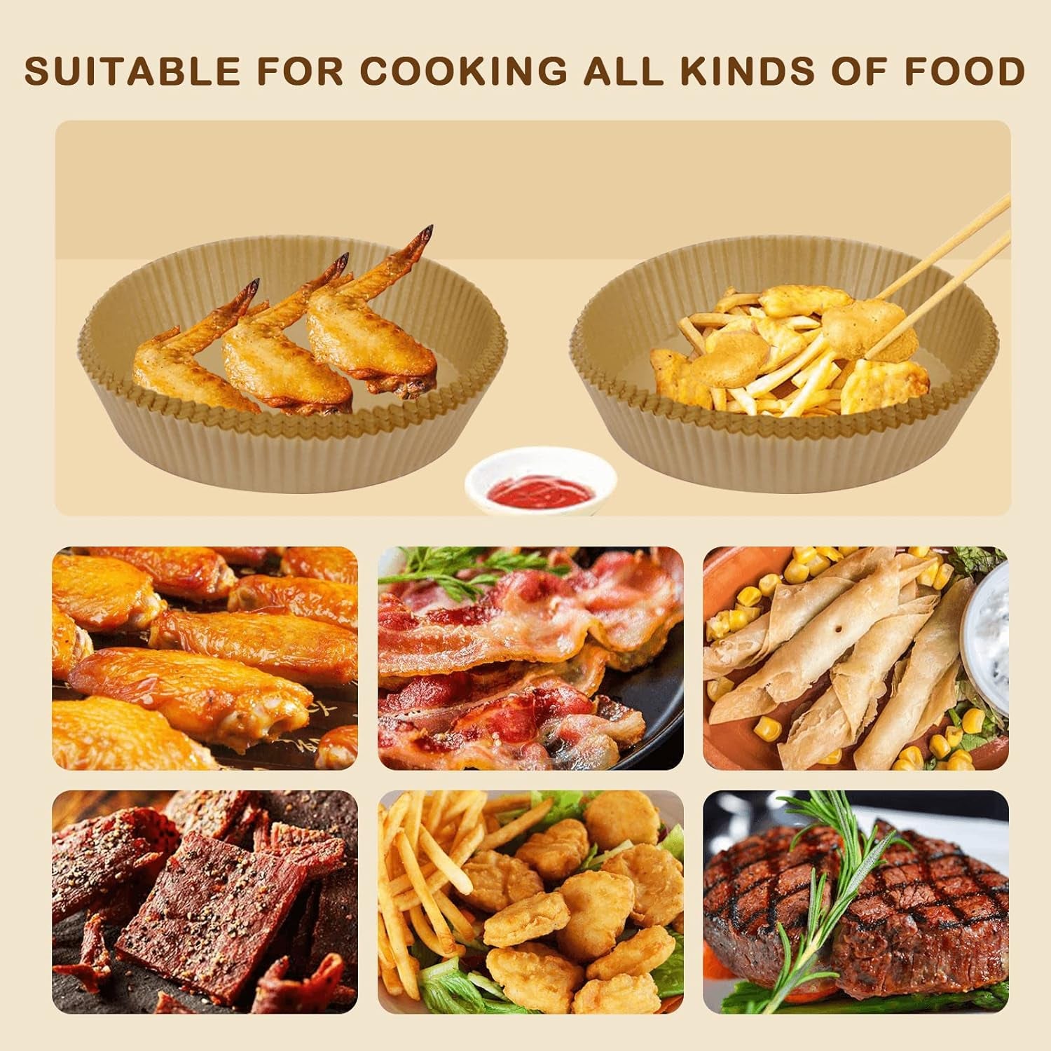 Air Fryer Liners for Ninja Air Fryer, 100 Pcs Disposable Paper Liner for Most 4-8QT Airfryer