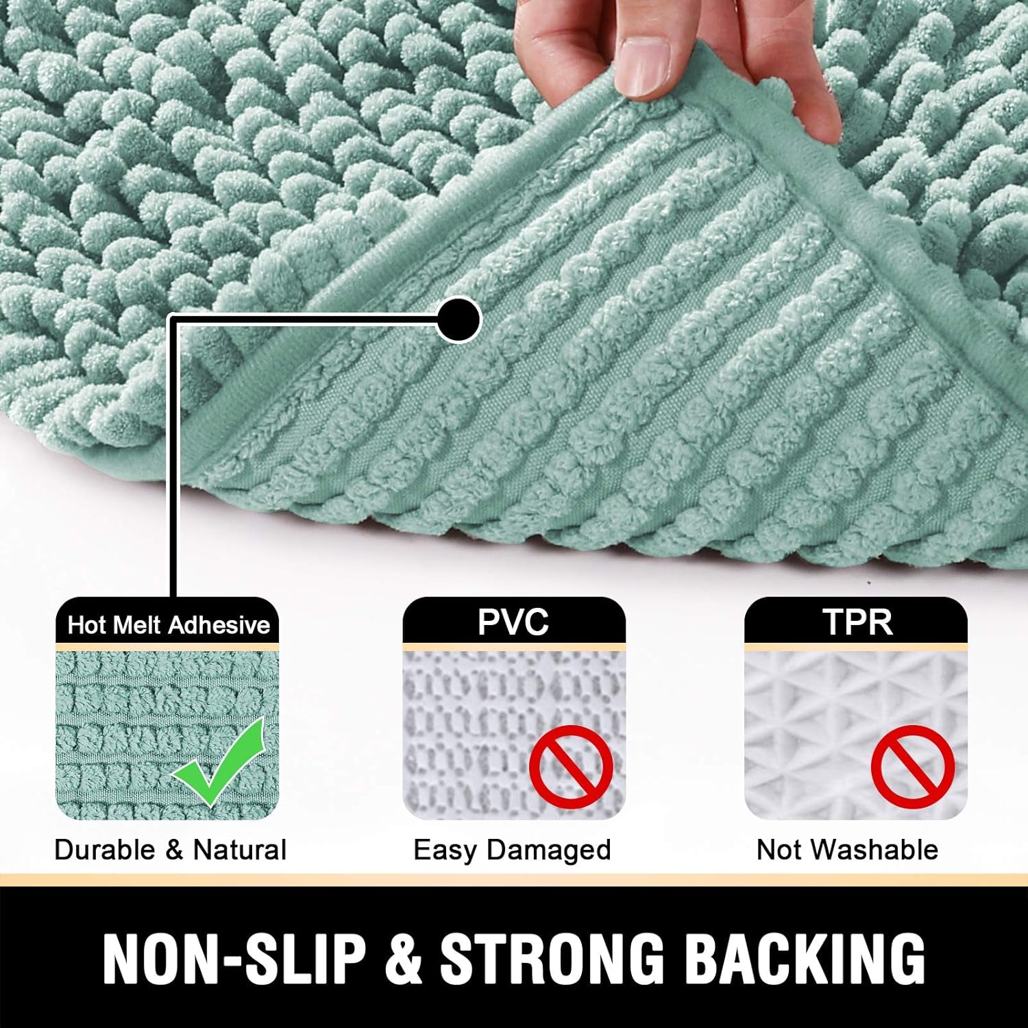 Toilet Mat U Shaped Bathroom Rugs Bath Mats for Bathroom Non Slip Luxury Chenille Bath Mat U Shape 20X24 Extra Soft and Absorbent Shaggy Rugs Washable Dry Fast - Aqua Foam