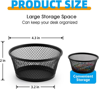 Magnetic Paper Clip Holder Set for Desk Organization - 4 Pack (Black)