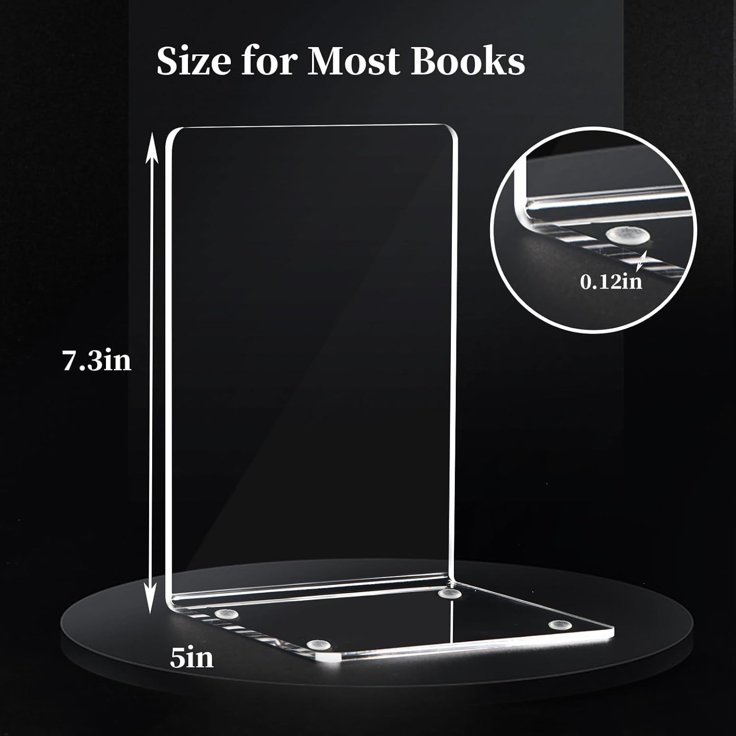 Book Ends 6 Pcs Acrylic Bookends Clear Book Holders for Shelves, Book Organizer with 24 Pcs Silicone Non-Slip Mats for Library Office School (5 * 5 * 7.3 Inch 3Mm Thickness 3 Pairs/ 6 Pcs)