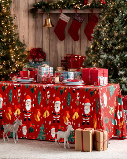 Plastic Table Cloth Disposable 10 Pack, 54 X 108 Inch Table Cloths for Parties, Decorative Tablecloths for Rectangle Tables, Christmas Tablecloth Plastic, Leakproof & Sturdy, Christmas Red
