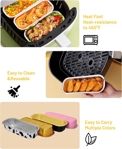 50-Pack 6.8Oz Rectangular Aluminum Foil Baking Pans - Disposable Mini Cake Pans with Lids, Cheesecake & Bread-Pink