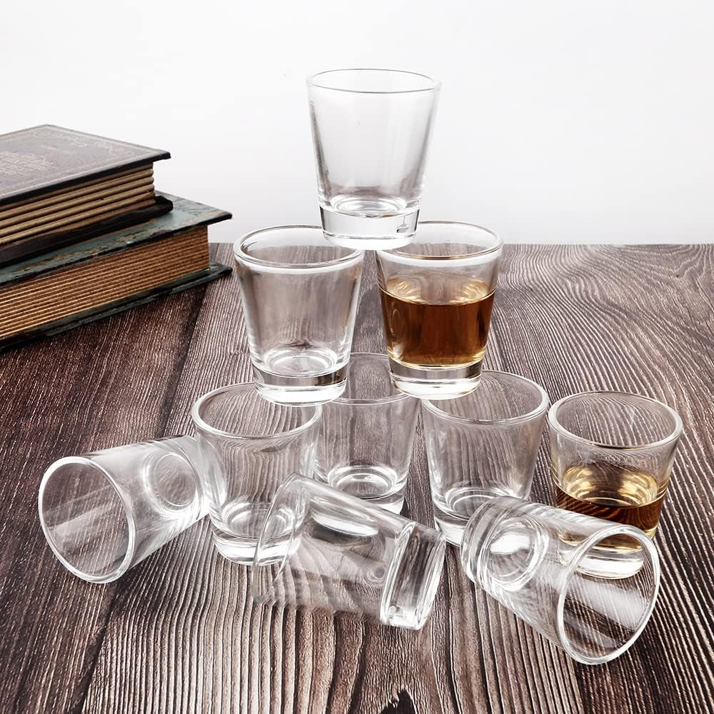 Heavy Base Shot Glasses, 1.5 Oz Sets of Clear Shot Glass (6 Pack), Measuring Cup for Espresso, Liquid, and Wine - Heavy Glass (Glass, 6Pack)