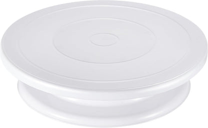 Cake Stand, 11 Inch Rotating Cake Turntable for Decorating, Display & Baking, Smooth Revolving Spinner Stand (White)