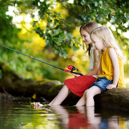 Kids Fishing Pole Kit 2 Pack, Portable Telescopic Kids Fishing Rod with Tackle Box, 2 Fishing Net and 2 Bucket for Beginners, Boys,Girls,Youth