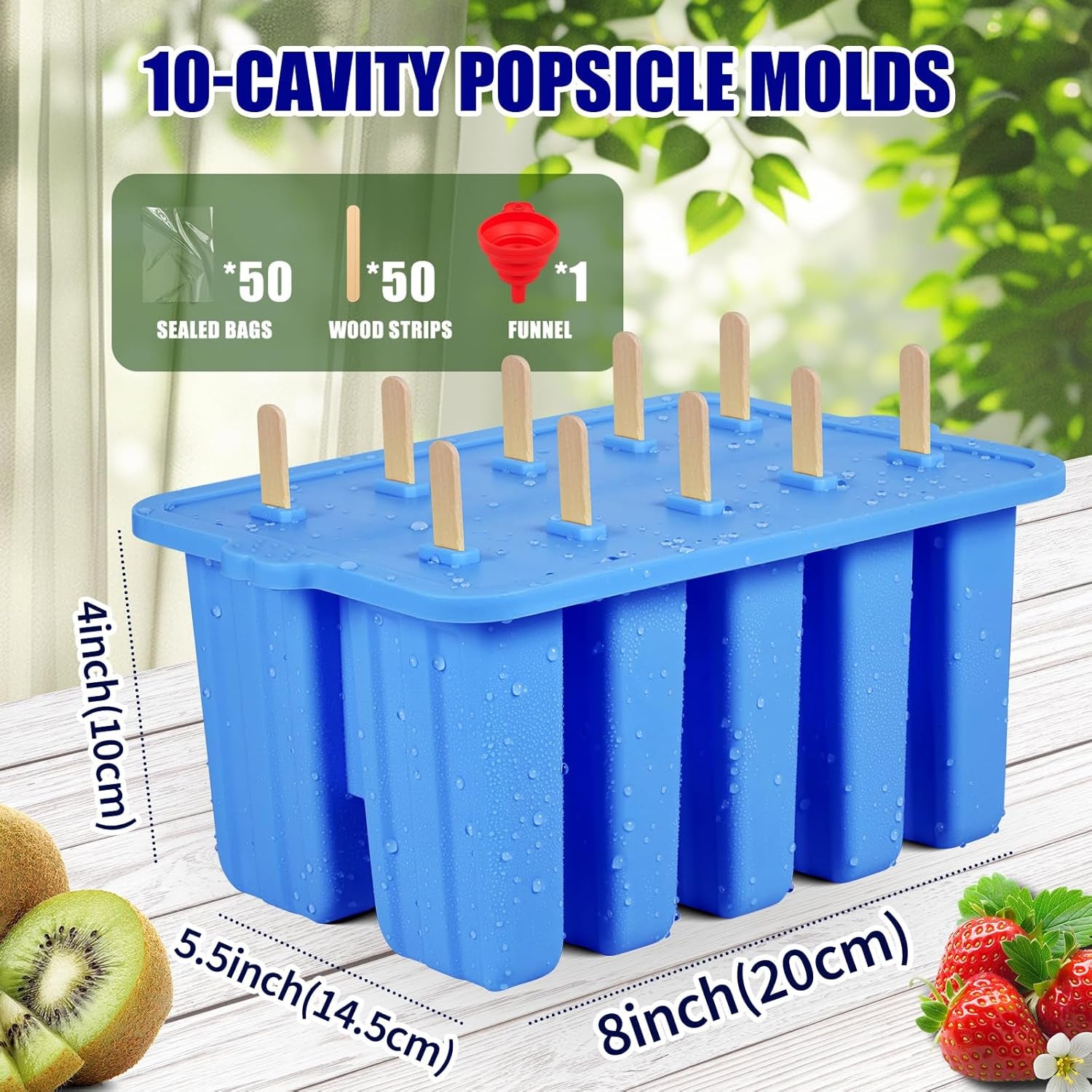 Silicone Popsicles Molds,Popcylce Molds,Food Grade Reusable Popsicle Molds for Kids,Homemade Popsicles Molds,Ice Cream Mold,Ice Pop Molds Maker with Popsicle Stick,Popsicle Bag,Funnel (Blue)