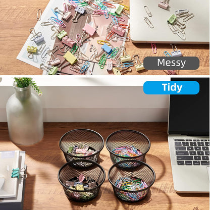 Magnetic Paper Clip Holder Set for Desk Organization - 4 Pack (Black)