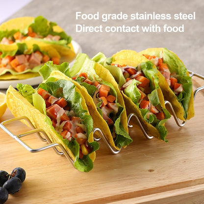 Taco Holders Set of 3,Stainless Steel Taco Shell Holder Stand,Taco Tray Plates for Taco Bar Gifts Accessories,Holds 4 Tacos Each,Oven Safe for Baking, Dishwa Sher and Grill Safe