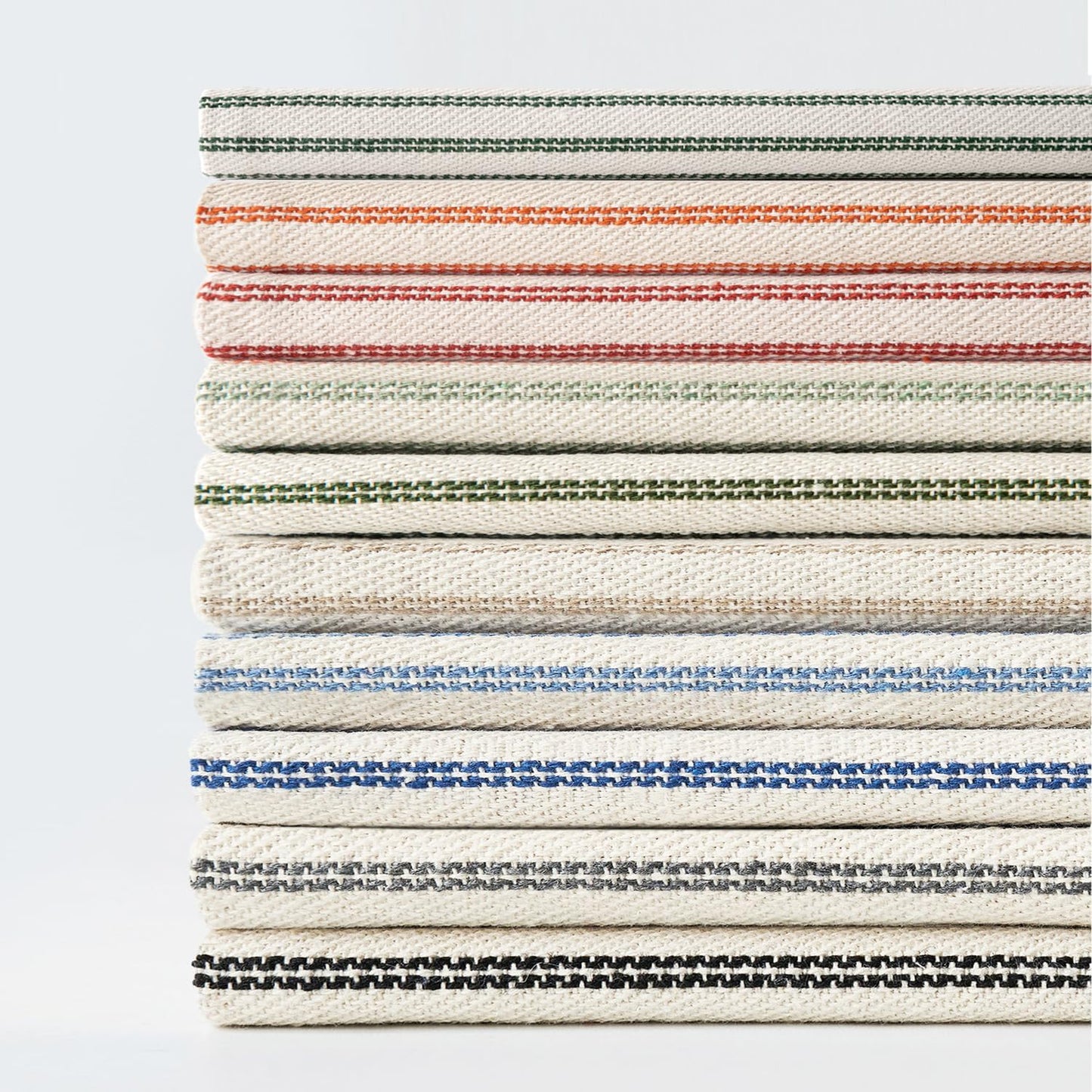 Dark Green Patchwork Farmhouse Pillow Covers 18X18 Inch, Pack of 2 Striped Linen Decorative Modern Accent Pillow Cases for Sofa Couch Bedroom