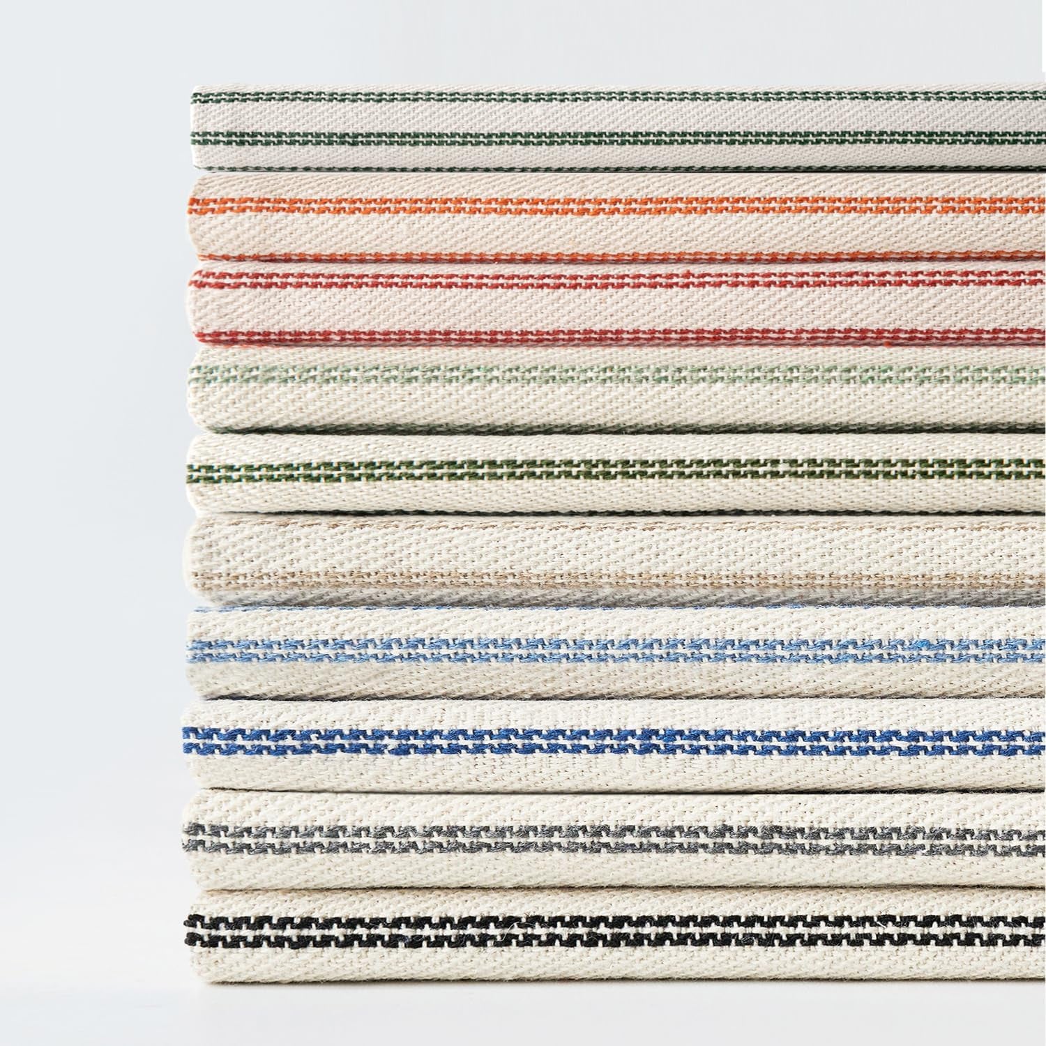 Dark Green Patchwork Farmhouse Pillow Covers 18X18 Inch, Pack of 2 Striped Linen Decorative Modern Accent Pillow Cases for Sofa Couch Bedroom