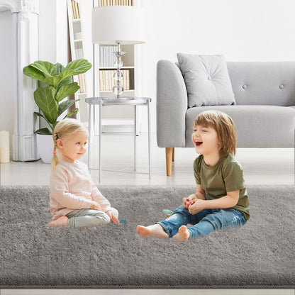 Bathroom Rug Small Entryway Throw Rugs for Bedroom, 2X3 Feet Mini Area Rug, Affordable Non Slip Fluffy Carpet, Fuzzy Soft Living Room Rugs, Home Decor Aesthetic, Nursery, Grey